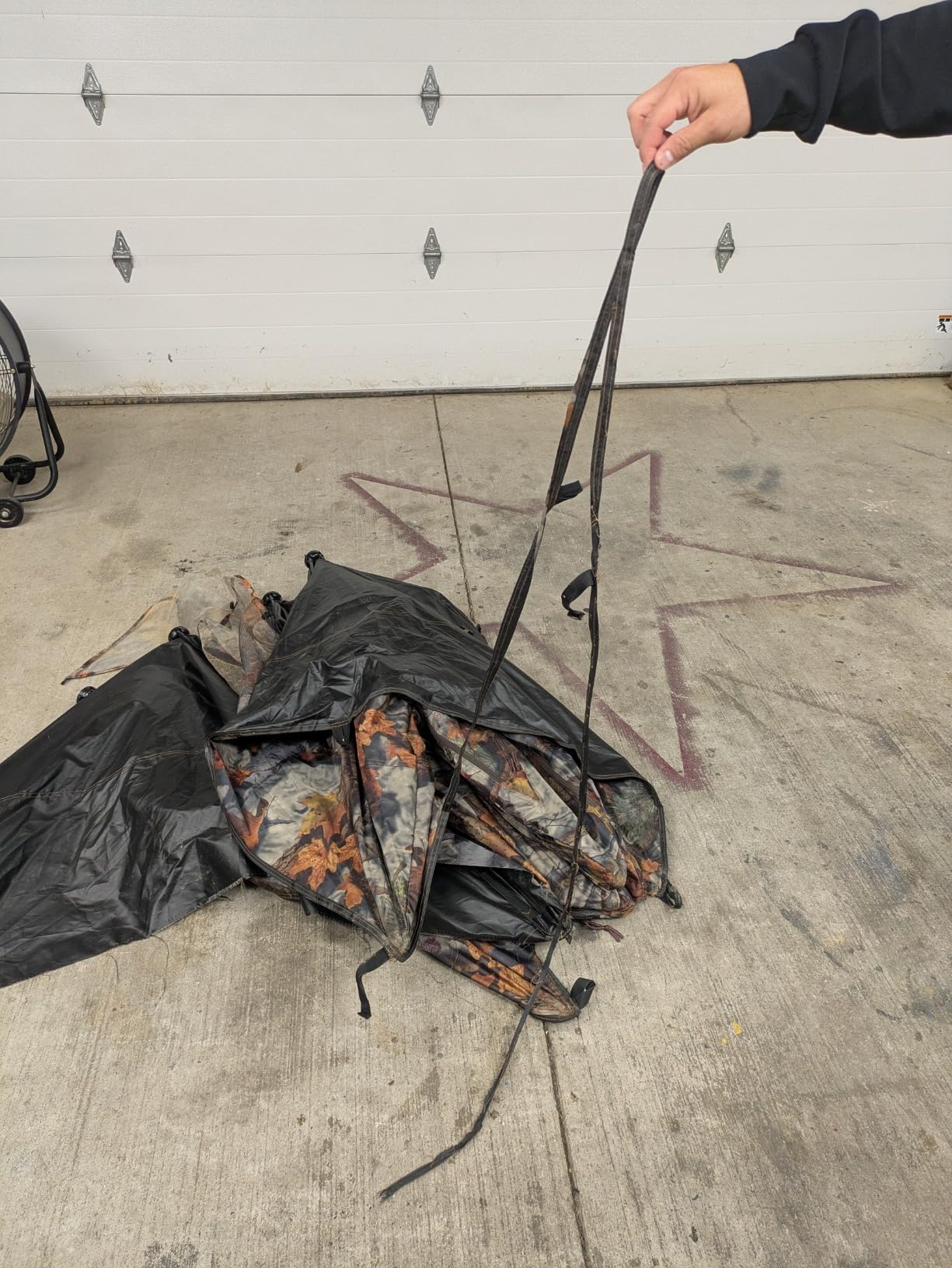 Tag Out Hub Hunting Blind, 3 Person Pop Up Ground Blind, Bloodtrail Woodland Camo and blaze orange safety panels, TA350BT, By Barronett Blinds, 90x90