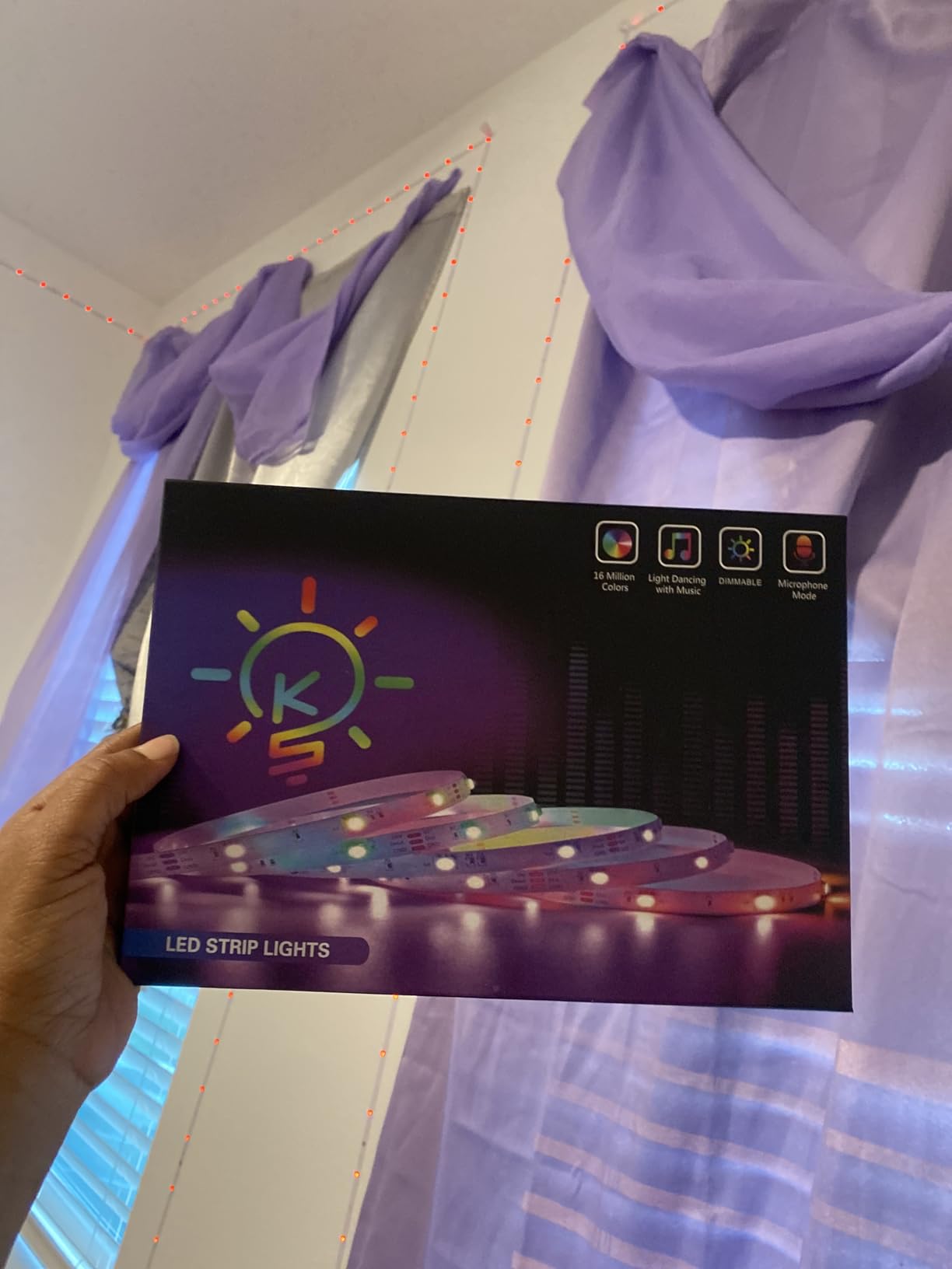 Keepsmile 100ft Led Strip Lights (2 Rolls of 50ft) Bluetooth Smart App Control Music Sync Color Changing RGB Led Light Strip with Remote,Led Lights for Bedroom Room Home Decor Party Festival customer photo 1