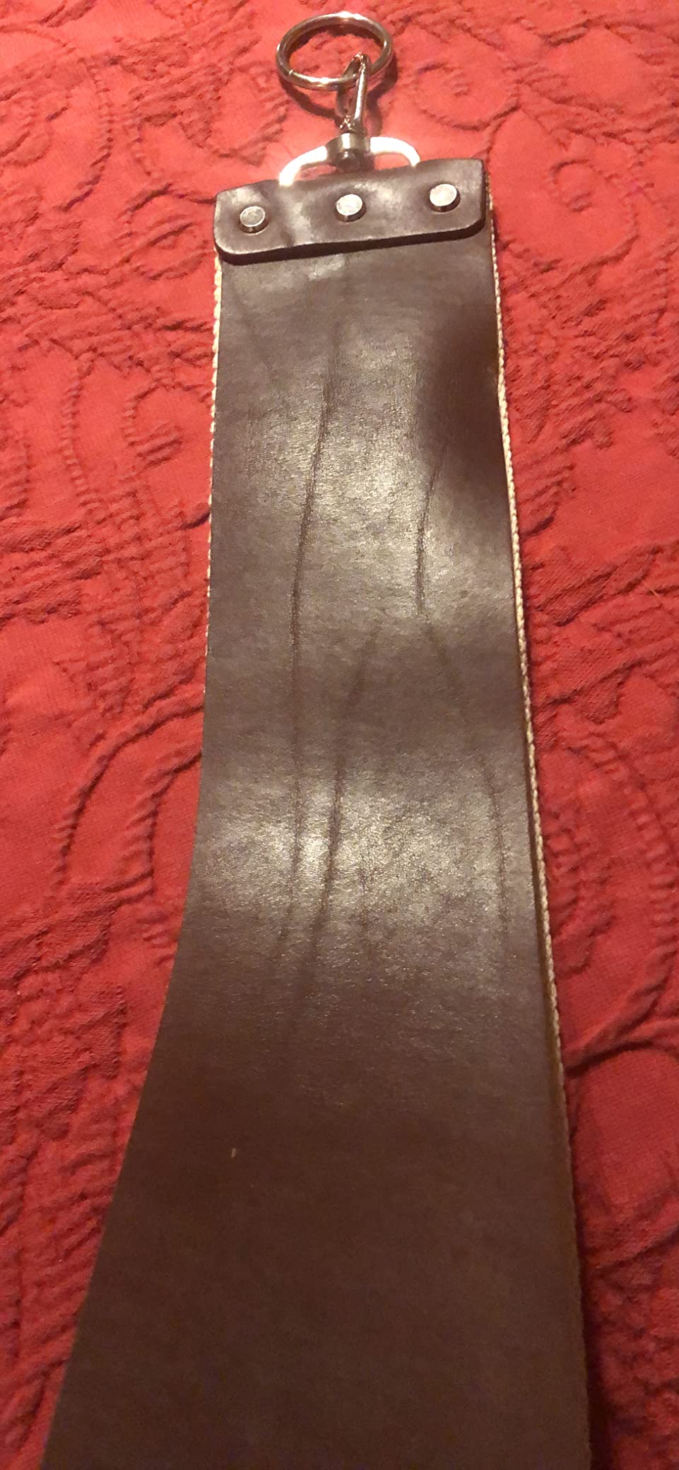 Razor Strop - Barber's Latigo Leather Straight Razor Strop. Dual Strap that will be a Great Addition for Any Straight Razor. PREMIUM LEATHER Strop for Sharpening. (Brown Personalized) customer photo 2